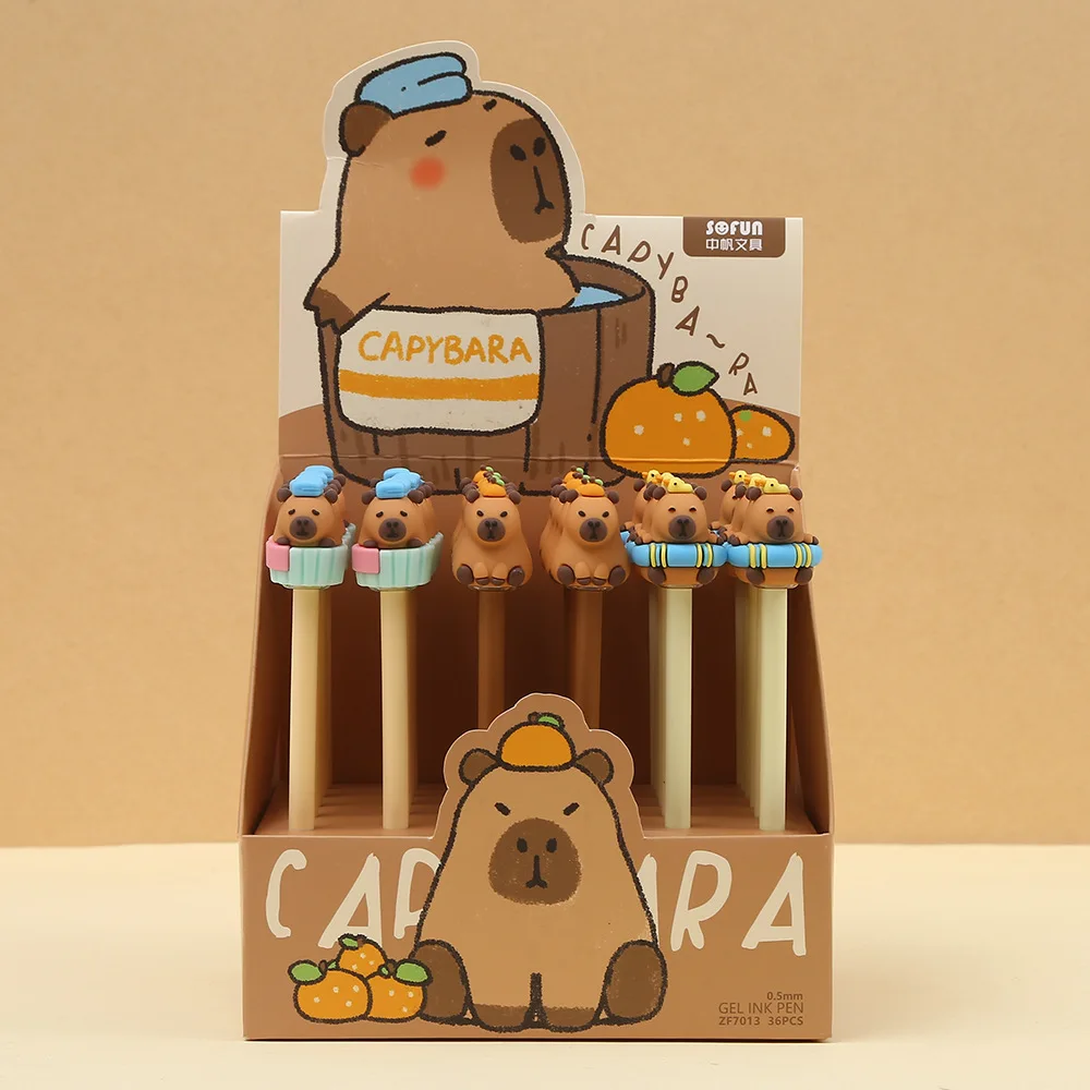 3 Pcs/lot 0.5mm Kawaii Capybara Gel Pens Signature Pen School Office Writing Supplies Gift Stationery Art Deco Pens