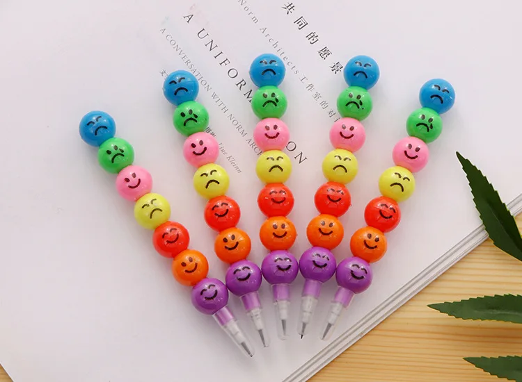 Lollipop Building Block Pencil Painting Cartoon Crayon Cute Smiley Graffiti Colors Pencils Non Sharpening Pencil School Supplies