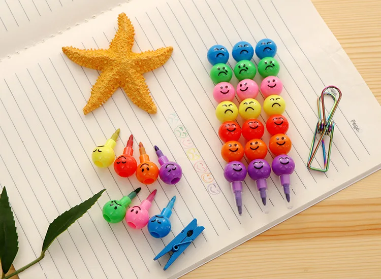 Lollipop Building Block Pencil Painting Cartoon Crayon Cute Smiley Graffiti Colors Pencils Non Sharpening Pencil School Supplies