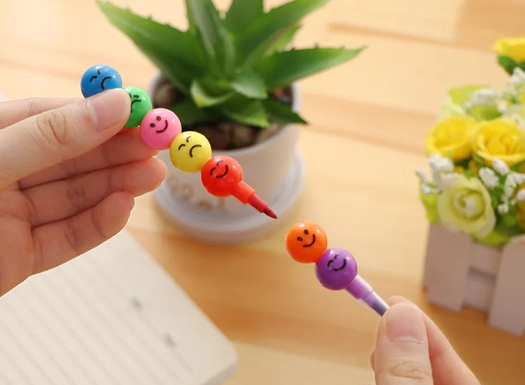 Lollipop Building Block Pencil Painting Cartoon Crayon Cute Smiley Graffiti Colors Pencils Non Sharpening Pencil School Supplies