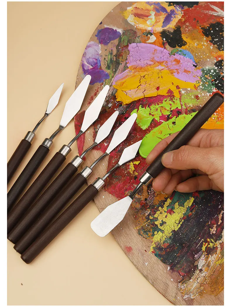 7Pcs/Set Stainless Steel Oil Painting Knives Artist Crafts Spatula Palette Knife Oil Painting Mixing Knife Scraper Art Tools