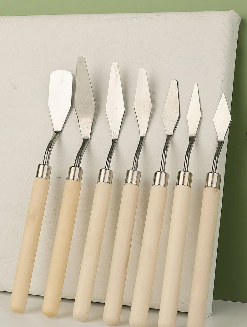 7Pcs/Set Stainless Steel Oil Painting Knives Artist Crafts Spatula Palette Knife Oil Painting Mixing Knife Scraper Art Tools