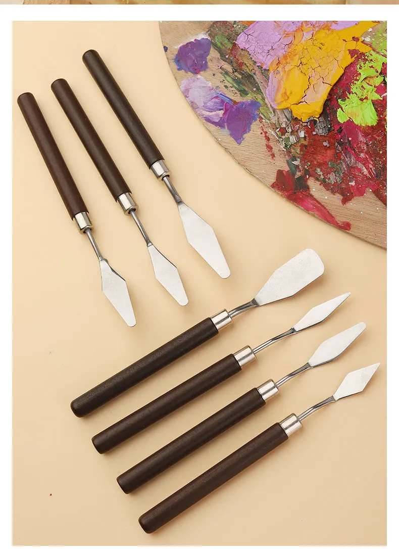 7Pcs/Set Stainless Steel Oil Painting Knives Artist Crafts Spatula Palette Knife Oil Painting Mixing Knife Scraper Art Tools