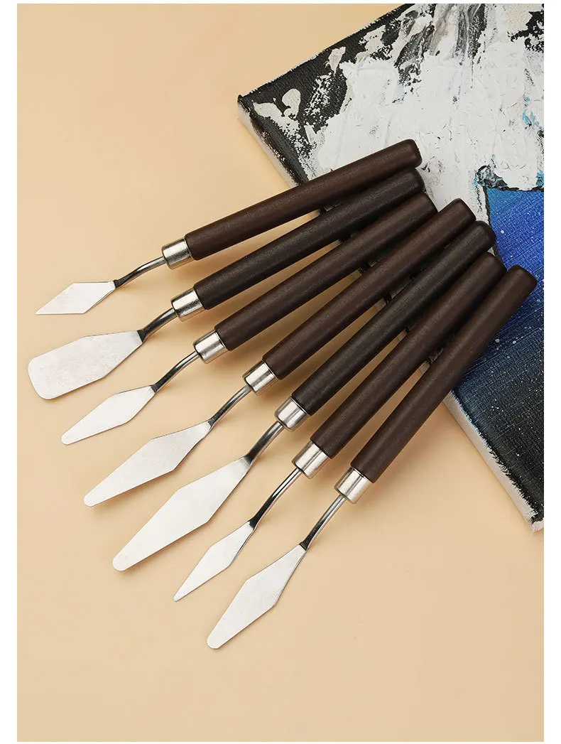 7Pcs/Set Stainless Steel Oil Painting Knives Artist Crafts Spatula Palette Knife Oil Painting Mixing Knife Scraper Art Tools