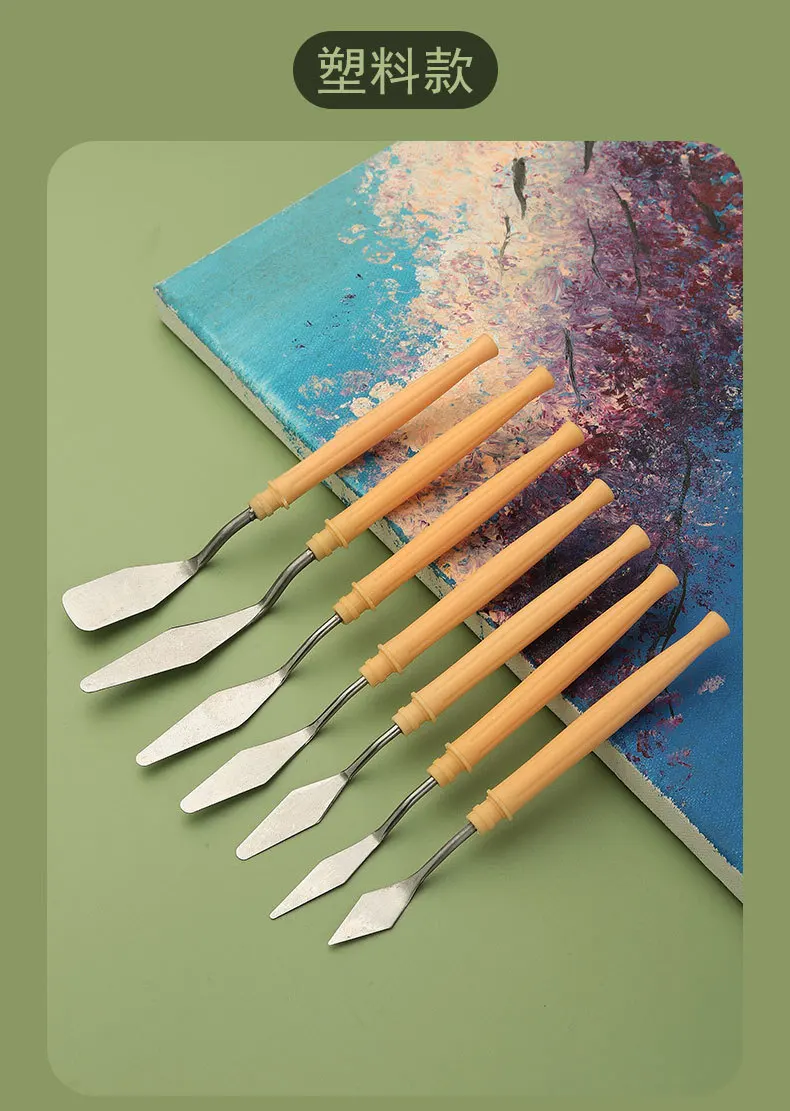 7Pcs/Set Stainless Steel Oil Painting Knives Artist Crafts Spatula Palette Knife Oil Painting Mixing Knife Scraper Art Tools