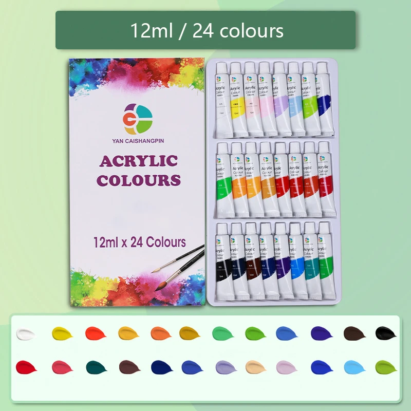 12/18/24/36 Colors Acrylic Paint Set, 12ML Waterproof Art Craft Paints Gifts for Artists Kids Beginners Painting Art Supplies