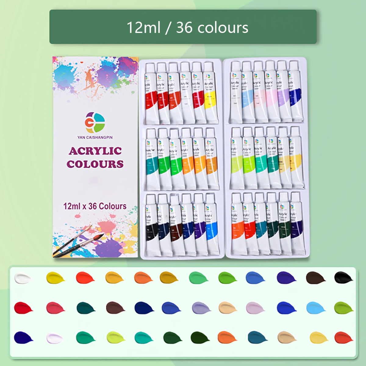 12/18/24/36 Colors Acrylic Paint Set, 12ML Waterproof Art Craft Paints Gifts for Artists Kids Beginners Painting Art Supplies