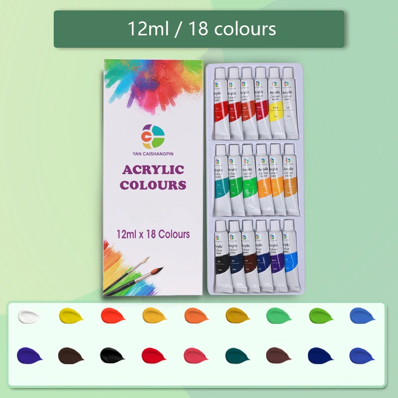 12/18/24/36 Colors Acrylic Paint Set, 12ML Waterproof Art Craft Paints Gifts for Artists Kids Beginners Painting Art Supplies