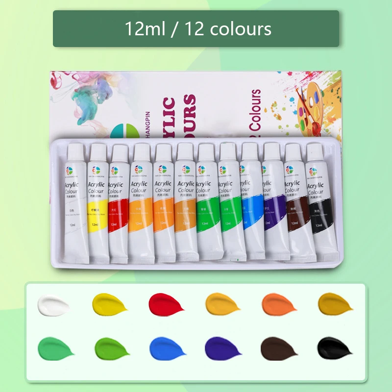 12/18/24/36 Colors Acrylic Paint Set, 12ML Waterproof Art Craft Paints Gifts for Artists Kids Beginners Painting Art Supplies