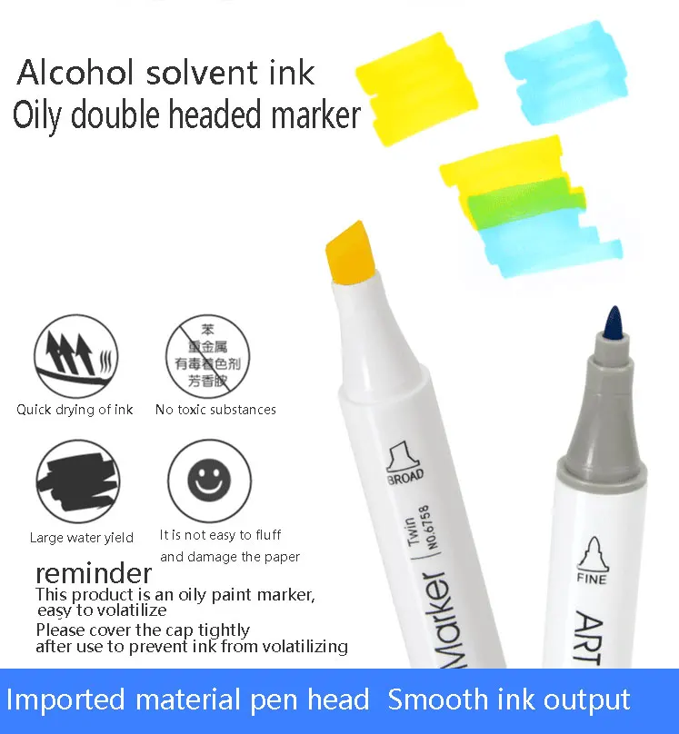 12-24 Colors Sketching Markers Set Double Headed Art Markers Professional Sketch Pen Alcohol Based Manga Painting Graffiti Set