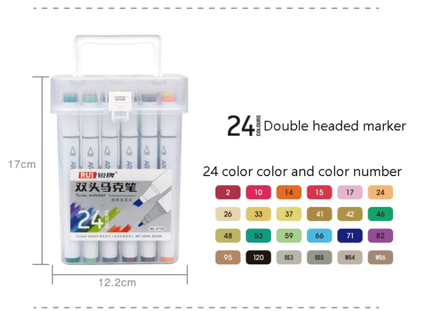 12-24 Colors Sketching Markers Set Double Headed Art Markers Professional Sketch Pen Alcohol Based Manga Painting Graffiti Set