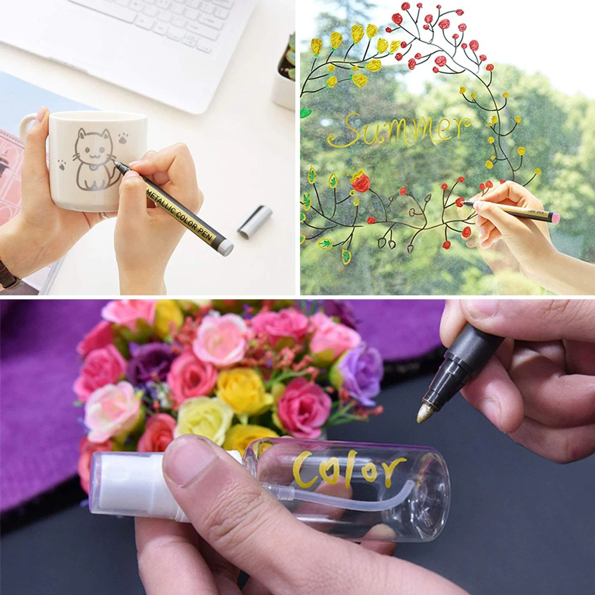 10/20 Color Metallic Paint Marker Pen Permanent Writing Rock Painting Photo Album Scrapbook Glass Wood Canvas Card Art marker