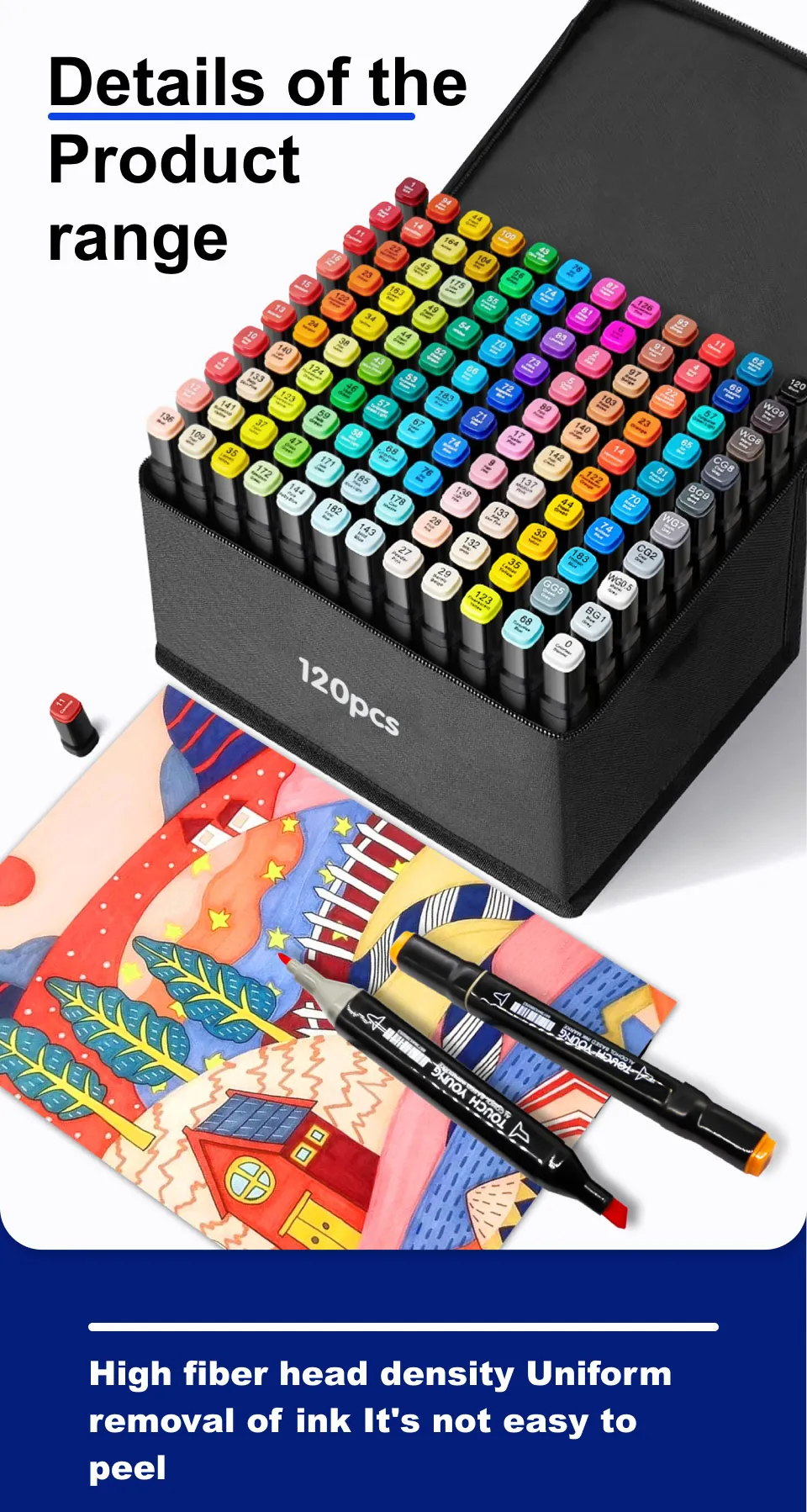 168 Colored Oily Marker Pen Double Head Set Art Paint Manga Brush for Girls Children Office School Student Supplies Stationery