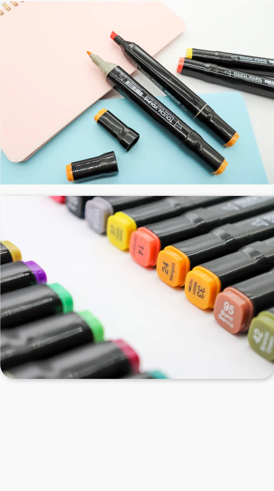 168 Colored Oily Marker Pen Double Head Set Art Paint Manga Brush for Girls Children Office School Student Supplies Stationery