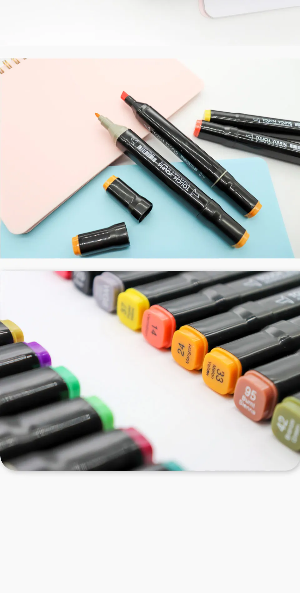 168 Colored Oily Marker Pen Double Head Set Art Paint Manga Brush for Girls Children Office School Student Supplies Stationery