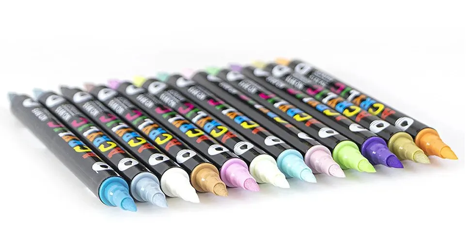 Double Headed Different Color Acrylic Marker Pen, Color Art Graffiti Pen, Waterproof, Opaque, Water-Based Soft Headed Pen