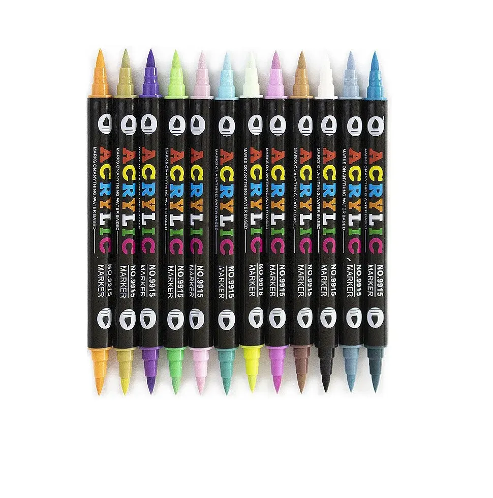 Double Headed Different Color Acrylic Marker Pen, Color Art Graffiti Pen, Waterproof, Opaque, Water-Based Soft Headed Pen