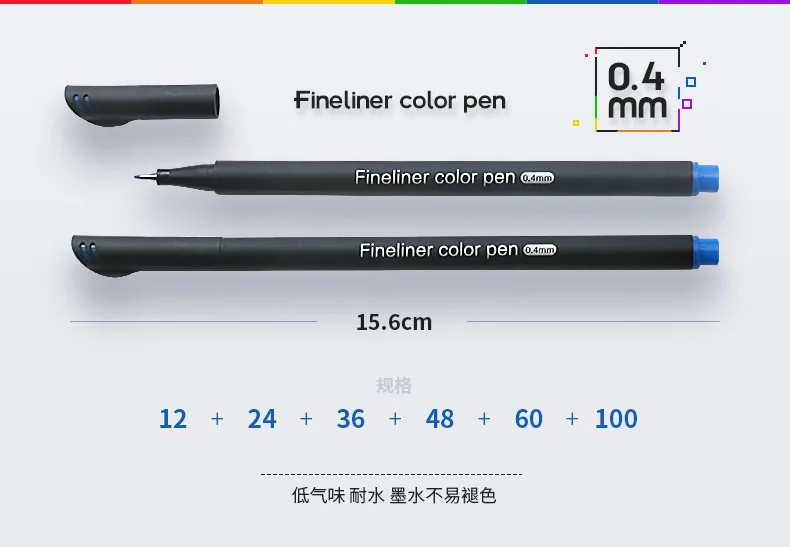 12 PCS Fineliner marker pen Manga color pen for lettering 0.4 mm Art Sketch Journaling Watercolor School supplies Stationery