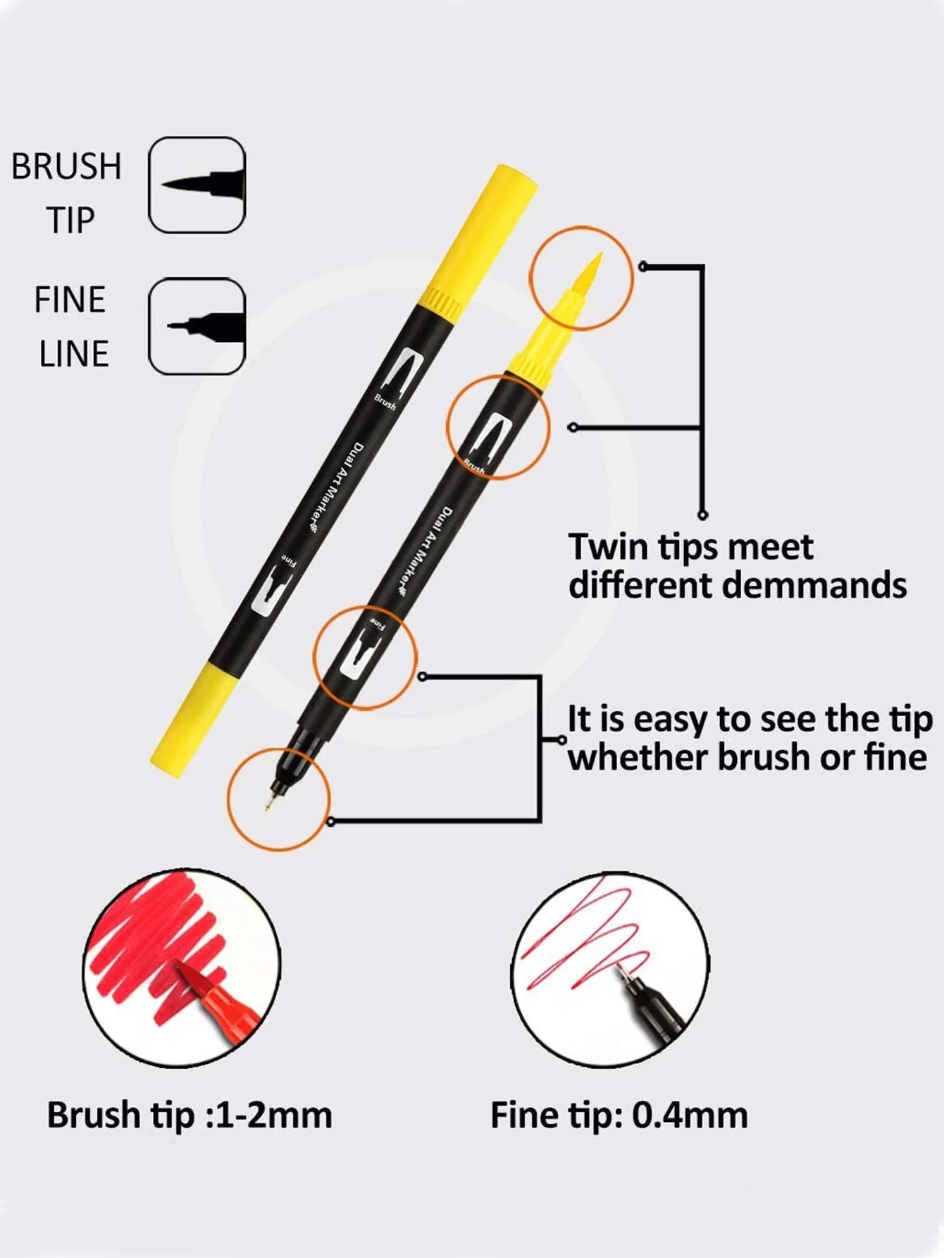 Bview Art 12 Coloring Brush and Fine Tip Art Marker Set Dual Brush Pens for Calligraphy, Drawing, Manga, Bullet Journal