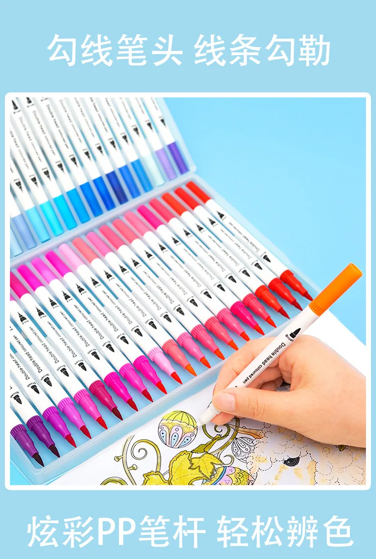 12-100 PCS Colored Art Marker Sketching Manga Markers Drawing Set Double head Watercolor Paint Brush Pen Supplies Stationery