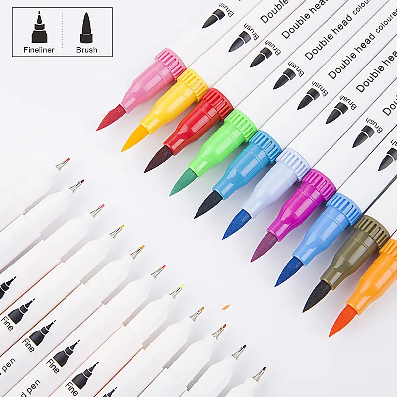 12/24/36/48PCS Colored Art Marker Sketching Manga Markers Drawing Set Double Head Watercolor Paint Brush Pen Supplies Statione