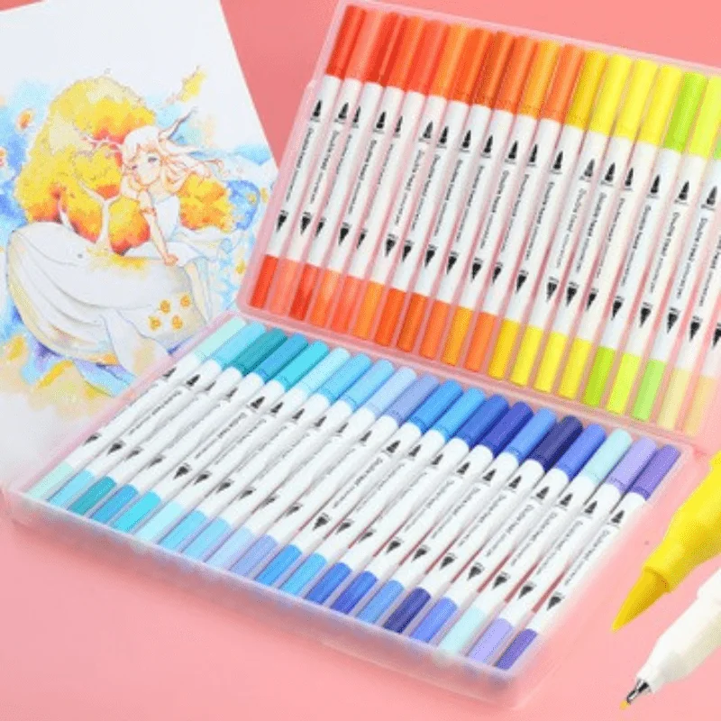 12/24/36/48PCS Colored Art Marker Sketching Manga Markers Drawing Set Double Head Watercolor Paint Brush Pen Supplies Statione