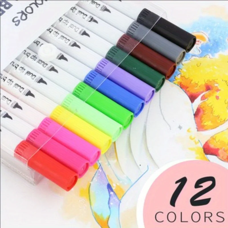 12/24/36/48PCS Colored Art Marker Sketching Manga Markers Drawing Set Double Head Watercolor Paint Brush Pen Supplies Statione