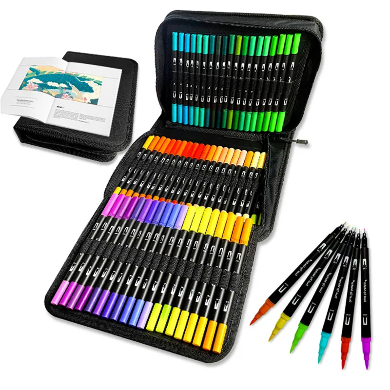 12/24/36/48PCS Colored Art Marker Sketching Manga Markers Drawing Set Double Head Watercolor Paint Brush Pen Supplies Statione