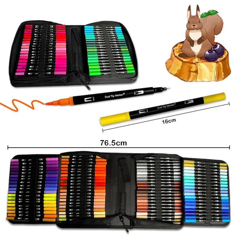 12/24/36/48PCS Colored Art Marker Sketching Manga Markers Drawing Set Double Head Watercolor Paint Brush Pen Supplies Statione