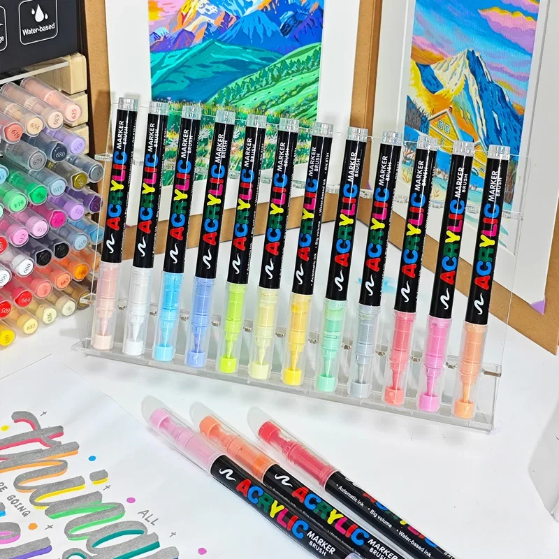 12/24/36/48/72 Pcs GuangNa Acrylic Color Soft Head Markers Painted Graffiti Ceramic DIY Box Gfit Marker Set Festival Art Supply