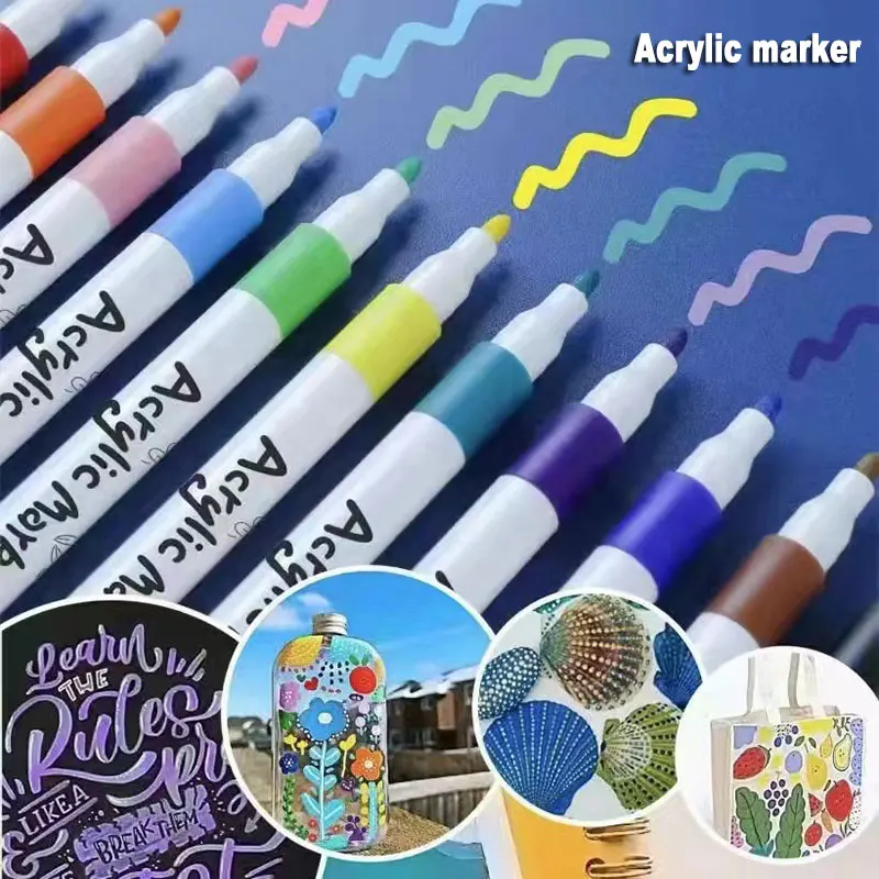 12/24/36 Color Set Acrylic Paint Art Marker Pen DIY Graffiti Drawing For Card Ceramic Rock Stone Mug Glass Fabric Clothes Wood