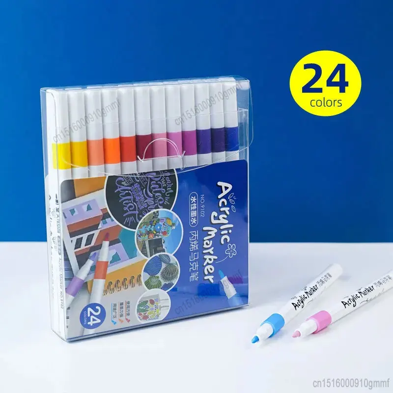 12/24/36 Color Set Acrylic Paint Art Marker Pen DIY Graffiti Drawing For Card Ceramic Rock Stone Mug Glass Fabric Clothes Wood