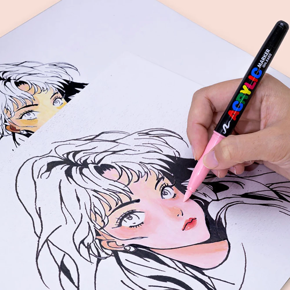 12 Skin Tones Soft Art Markers Acrylic Paint Pens Set for Sketch Portrait Manga Drawing Illustration Sketching Art Supplies