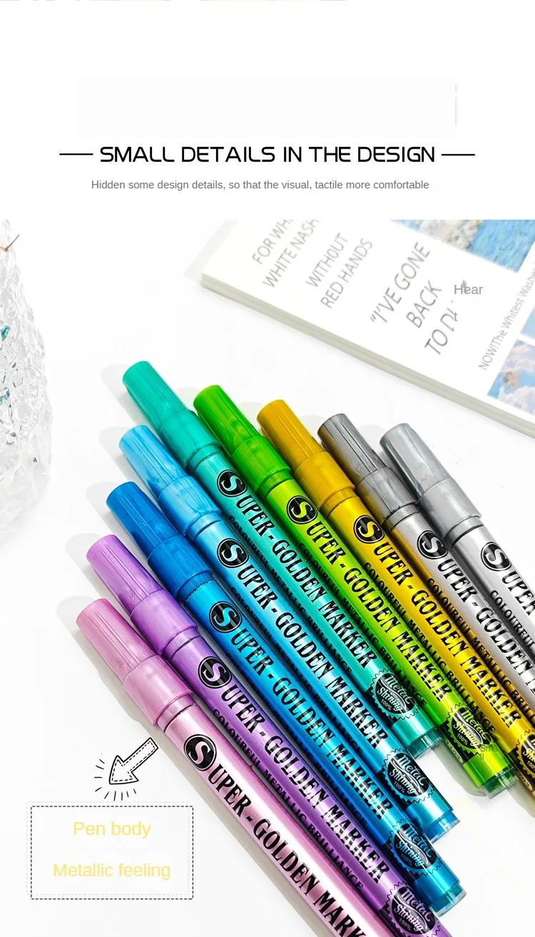 12/18 Metallic Colors Marker Colorful Paint Pen Art Waterproof Highlighter Marker Pen Graffiti Manga Stationery Art Supplies