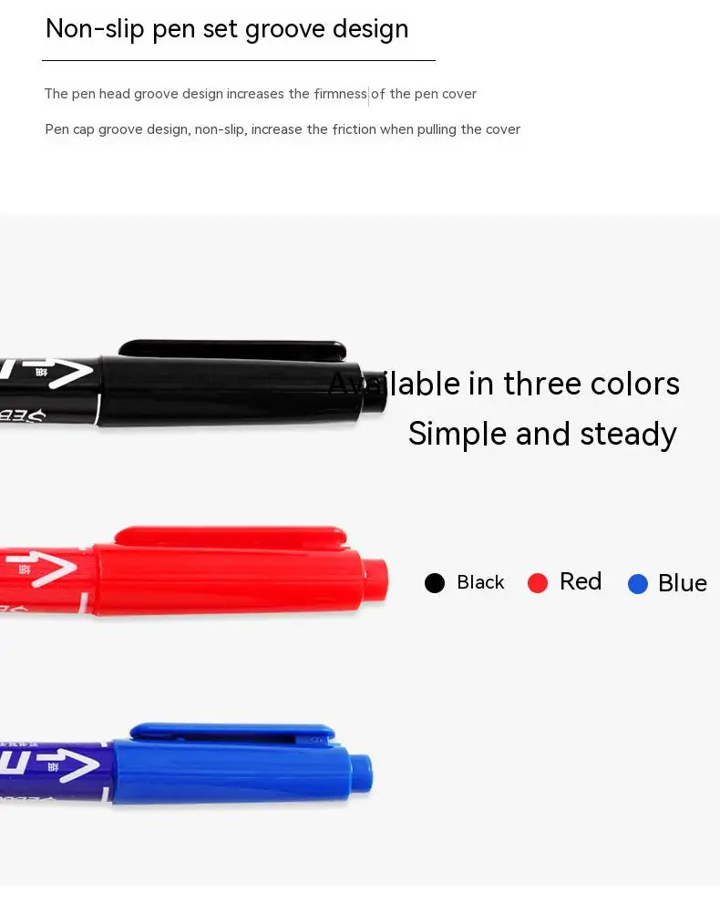 10pcs/set Twin Tip Permanent Art Markers Pens Fine Point Waterproof Oily Black/Red/Blue Ink Sketchbook Painting School Supplies