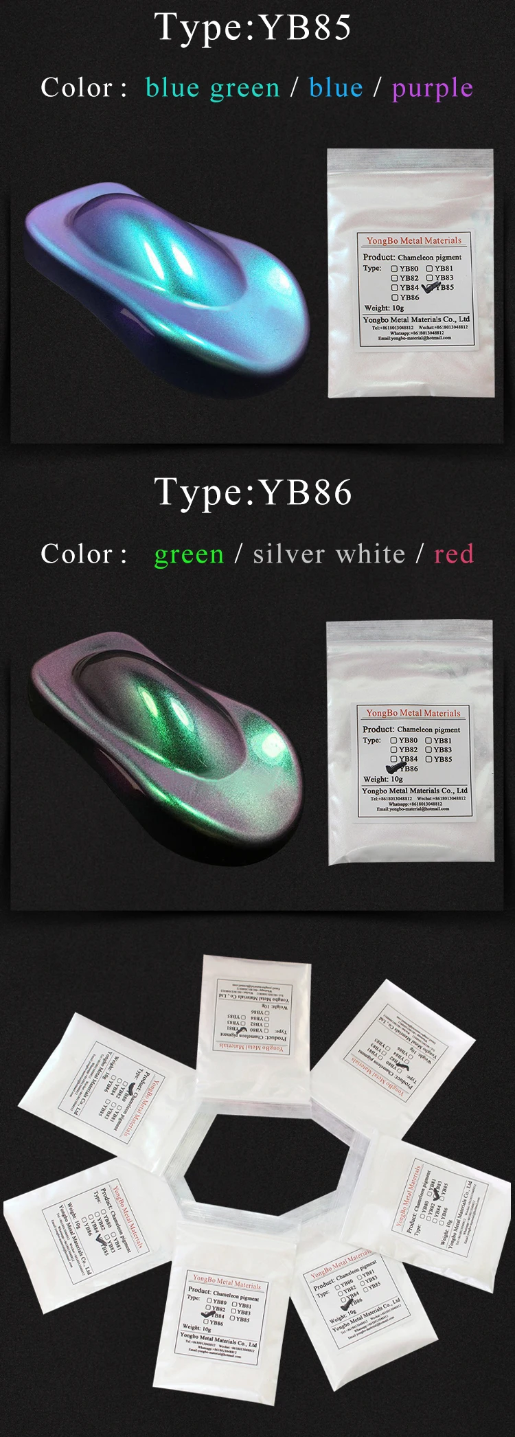 10g Chameleon Pigments Acrylic Paint Powder Coating Dye for Car Automotive Painting Decoration Arts Craft Nail Painting Supplies