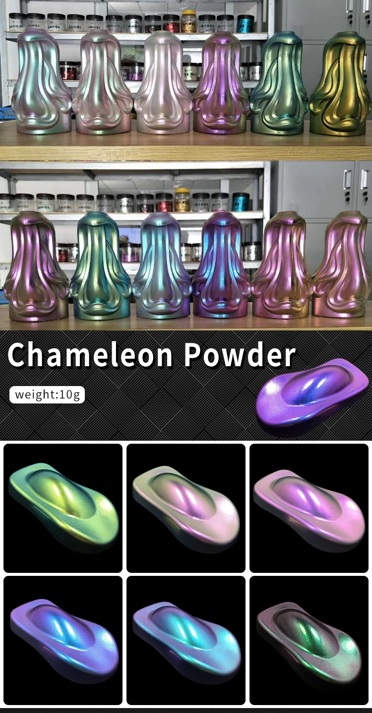 10g Chameleon Pigments Acrylic Paint Powder Coating Dye for Car Automotive Painting Decoration Arts Craft Nail Painting Supplies