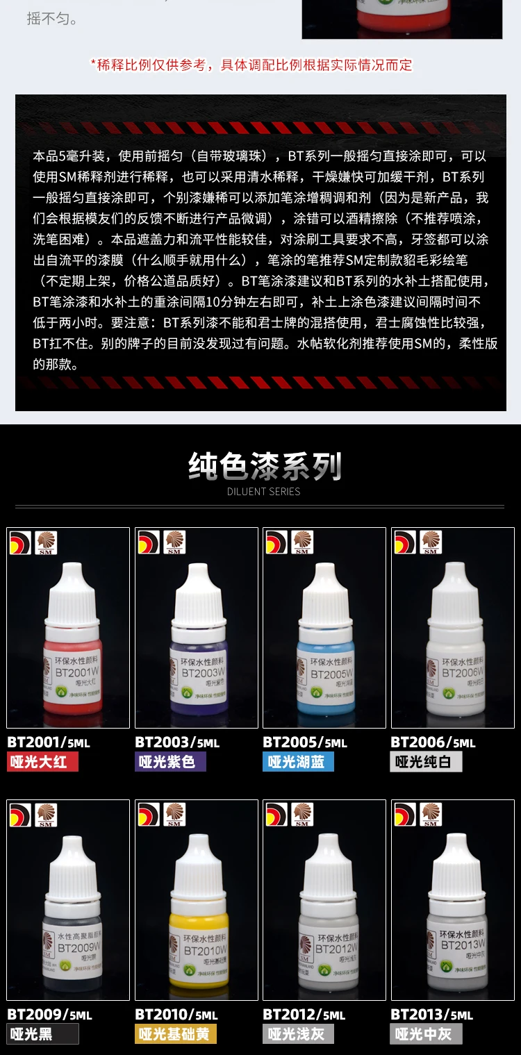 18-Color SM Water-Based Paint Matte Series Water-Based Acrylic Oil Paint 5ml Art Painting Assembly Model Gundam Military Model