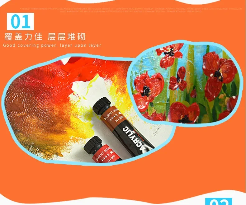 12/24/30 Colors 12ml Tube Acrylic Paint Waterproof Rich Pigment for Kids Adults,Fabric,Wood,Nail Painting Art Supplies