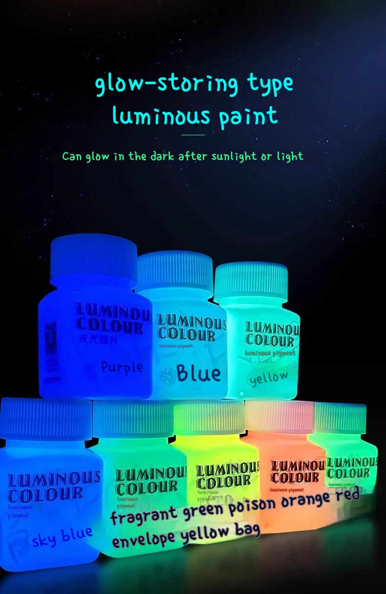 Fluorescent Acrylic Glow In The Dark Paint Brightness Luminous Student Hand Painted DIY Textile Wall Light Absorbing Pigment