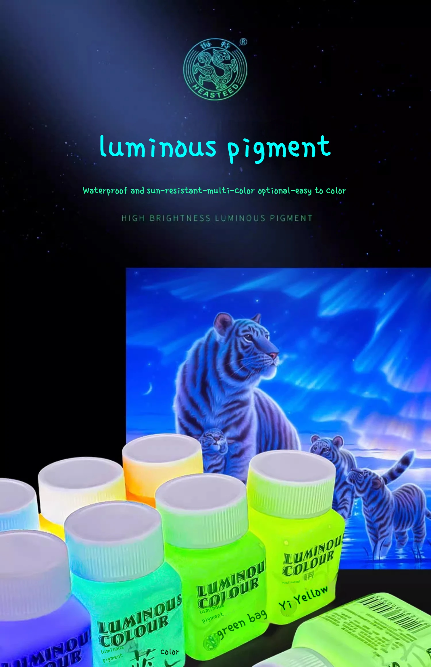 Fluorescent Acrylic Glow In The Dark Paint Brightness Luminous Student Hand Painted DIY Textile Wall Light Absorbing Pigment