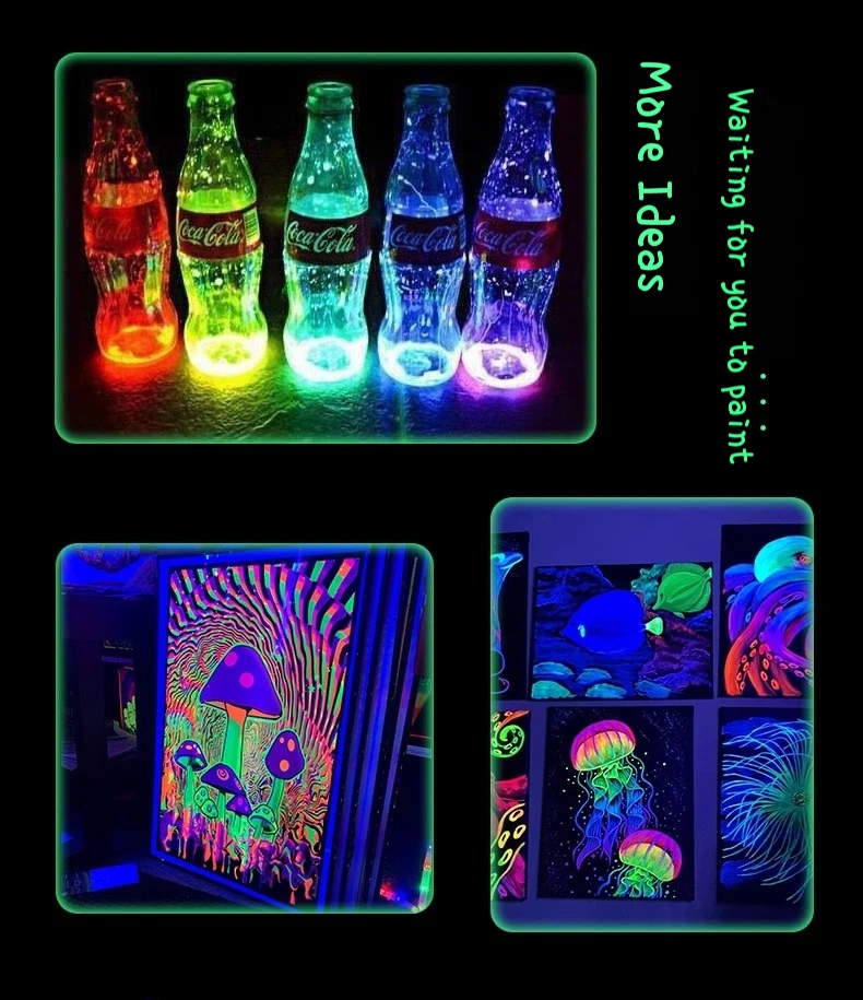 Fluorescent Acrylic Glow In The Dark Paint Brightness Luminous Student Hand Painted DIY Textile Wall Light Absorbing Pigment