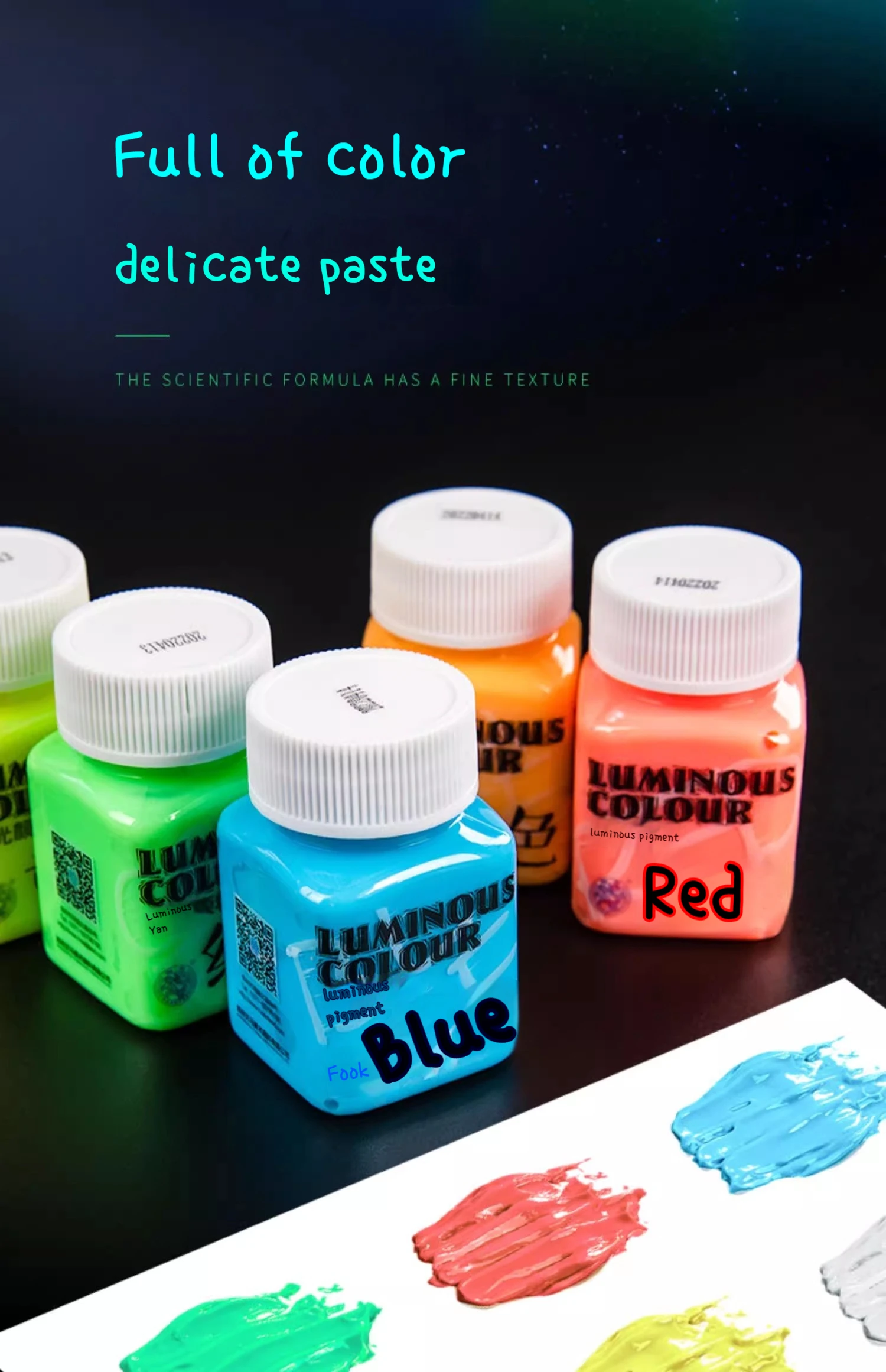 Fluorescent Acrylic Glow In The Dark Paint Brightness Luminous Student Hand Painted DIY Textile Wall Light Absorbing Pigment