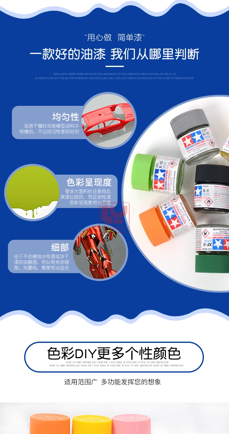 10ml Gloss Series Water-Based Propylene Oil Paint X1-X24 Colors Painting For Assembly Model Acrylic Paint Gundam Military Model