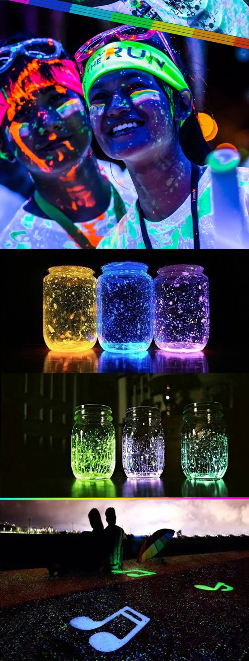 13 Colors Acrylic Paint Glow in the Dark gold Glowing paint Luminous Pigment Fluorescent Powder painting for Nail Art supplies