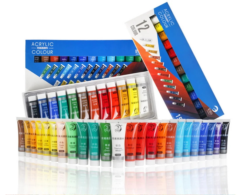 12/24 Colors, Acrylic paint set, 15ml Painting Supplies, Non-Toxic, Acrylic Paints for Beginners and Professional Artists