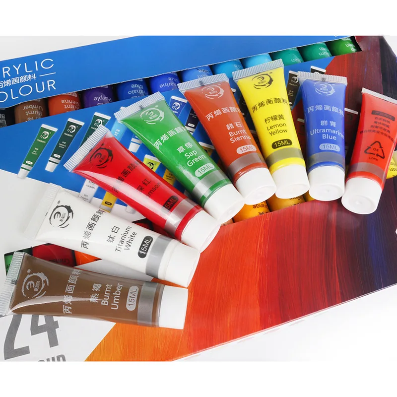 12/24 Colors, Acrylic paint set, 15ml Painting Supplies, Non-Toxic, Acrylic Paints for Beginners and Professional Artists