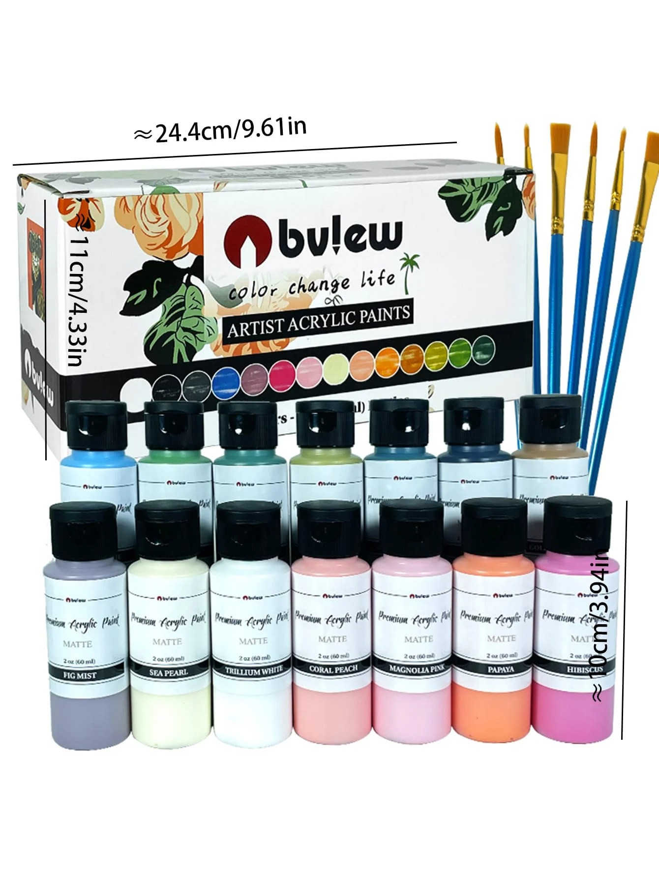 Bview Art 14 Colors-2oz（60ml）Bottles Professional painting paint set