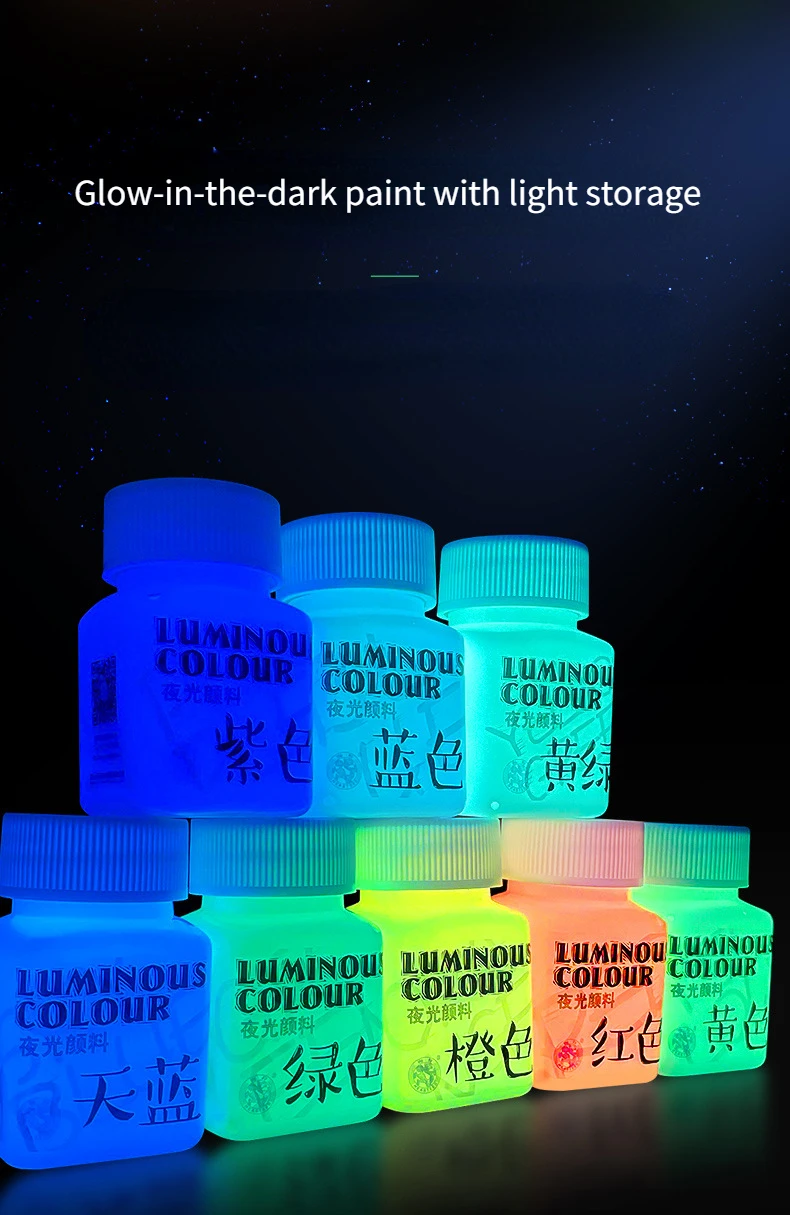 1pc Fluorescent Acrylic Paint High Brightness Luminous Paint 58ml Student Hand Painted DIY Textile Wall Light Absorbing Pigment