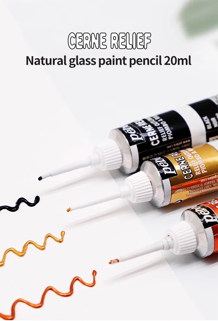 1PC Pebeo Acrylic Paint Relief Texture Pigment DIY 20ml Hook Line Tool Styling Pen Painting Art Supplies for Artist